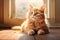 Adorable Orange Tabby Takes a Seat: The Cutest Floor Companion You\\\'ll Ever See!