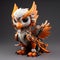 Adorable Orange And White Figurine With Wings - Zbrush Style Sculpture