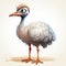 Adorable Ostrich Nursery Wall Art Clipart on White Background AI Generated