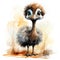 Adorable Ostrich Nursery Wall Art on White Background AI Generated