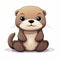 Adorable Otter Plush Toy With Button Eyes - Vector Contour Style