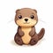 Adorable Otter Plush Toy With Button Eyes - Vector Contour Style