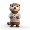 Adorable Otter In Sweater - 3d Render Cartoon By Raphael Lacoste