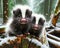 Adorable Pair Skunks Small Animals Snowfall Forest Woodland Critters Winter Canada AI Generated