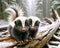 Adorable Pair Skunks Small Animals Snowfall Forest Woodland Critters Winter Canada AI Generated