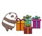 Adorable panda character with gifts