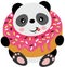 Adorable panda inside a delicious donut