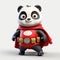 Adorable Panda Superhero 3d Model With Red Cape