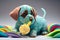 Adorable Paper Quilled Baby Puppy in a Rainbow of Colors. Generative Ai