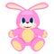 Adorable Pink Big Soft Bunny Isolated Illustration