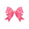 Adorable pink double ribbon bow. Design element for holiday decoration, greeting card print, invitation, wedding decor