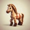Adorable Pixel Horse Standing On Beige Background