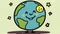 Adorable Planet Celebrating Earth\\\'s Hour - Cartoon Illustration, Made with Generative AI