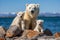 Adorable Polar Bear with Cubs. A Heartwarming Arctic Family Moment Captured in the Wild