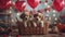 Adorable Puppies in a Valentine\\\'s Basket.