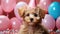 Adorable puppy ready to party. Generative AI