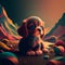 Adorable Puppy on Vibrant Fantasy Landscape