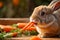 Adorable Rabbit Enjoying a Carrot Snack