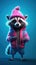 Adorable Raccoon Wearing a Colorful Beanie AI Generated