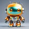 Adorable Robot: 3D Render of a Cute Robot Isolated Against a Solid Background