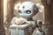 The Adorable Robot: A Stylish Gift Bearer in Cartoon5\\\'s Expressive Artwork