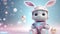 Adorable Robotic Bunny in a Magical Atmosphere