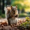 Adorable rodent Squirrel enjoying a meal in green outdoor setting