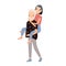 Adorable romantic couple having fun together. Old bearded man giving young woman piggyback ride. Cute happy cartoon