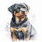 Adorable Rottweiler Puppy in Watercolor AI Generated