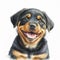 Adorable Rottweiler Puppy: Watercolor Painting of a Cute Smiling Canine AI Generated