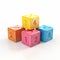 Adorable Rubber Number Cubes: 3d Illustration Of 4 Isolated On White