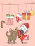 Adorable Santa cat and reindeer cat in Christmas day