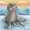 Adorable seal cub cartoon character