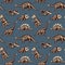 Adorable seamless pattern with funny dinosaur skeletons in cartoon style