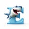 Adorable Shark Letter E In 3d Pixar Style