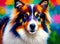 Adorable shetland-sheepdog colorful oil painting style.