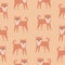 Adorable shiba inu dogs with funny eyes on a pastel background. Seamless pattern.
