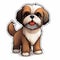 Adorable Shih Tzu Pup Sticker - Colored Cartoon Style