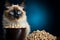 Adorable siamese cat enjoying delicious cat food from bowl provided by loving owner