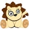 Adorable sitting fluffy baby lion cartoon toy illustration