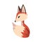 Adorable Sitting Little Fox, Cute Wild Forest Animal Cartoon Character Vector Illustration