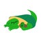 Adorable sleepy dinosaur dressed as avocado. Vector illustration isolated on white background. Image for use in design