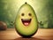 Adorable smiling avocado cartoon character