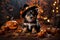 Adorable Sorcery: Puppy Wearing a Witch Hat on Halloween