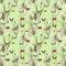 Adorable springtime seamless pattern with apple blossom and butterflies