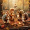 Adorable Squirrels Playing with Autumn Leaves in Whimsical Forest