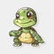 An adorable sticker of a cute turtle in cartoon vector style illustration.