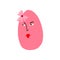 Adorable strange pink egg with face. Cute quirky comic Easter egg