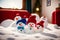 Adorable Stuffed Toy Snowmen Bring Winter Joy.AI Generated