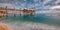 Adorable summer view of old wooden fishing pier on popular tourist attraction - Trabocco Turchino.